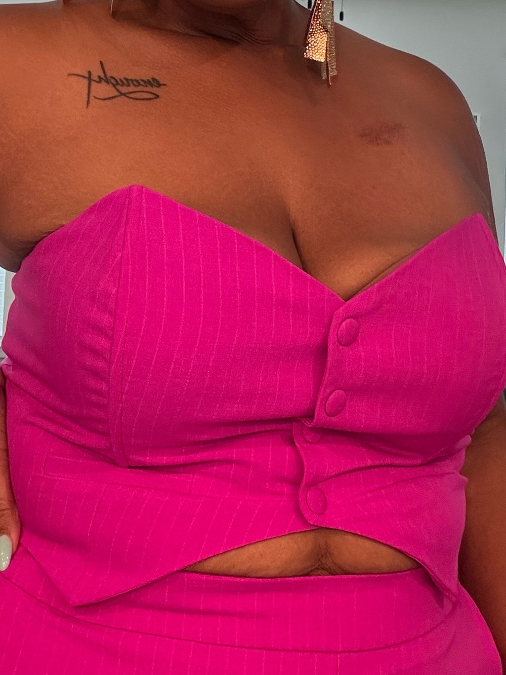 Strapless Cutout Wide-Leg Set - Fuchsia - Picture 2 of 2